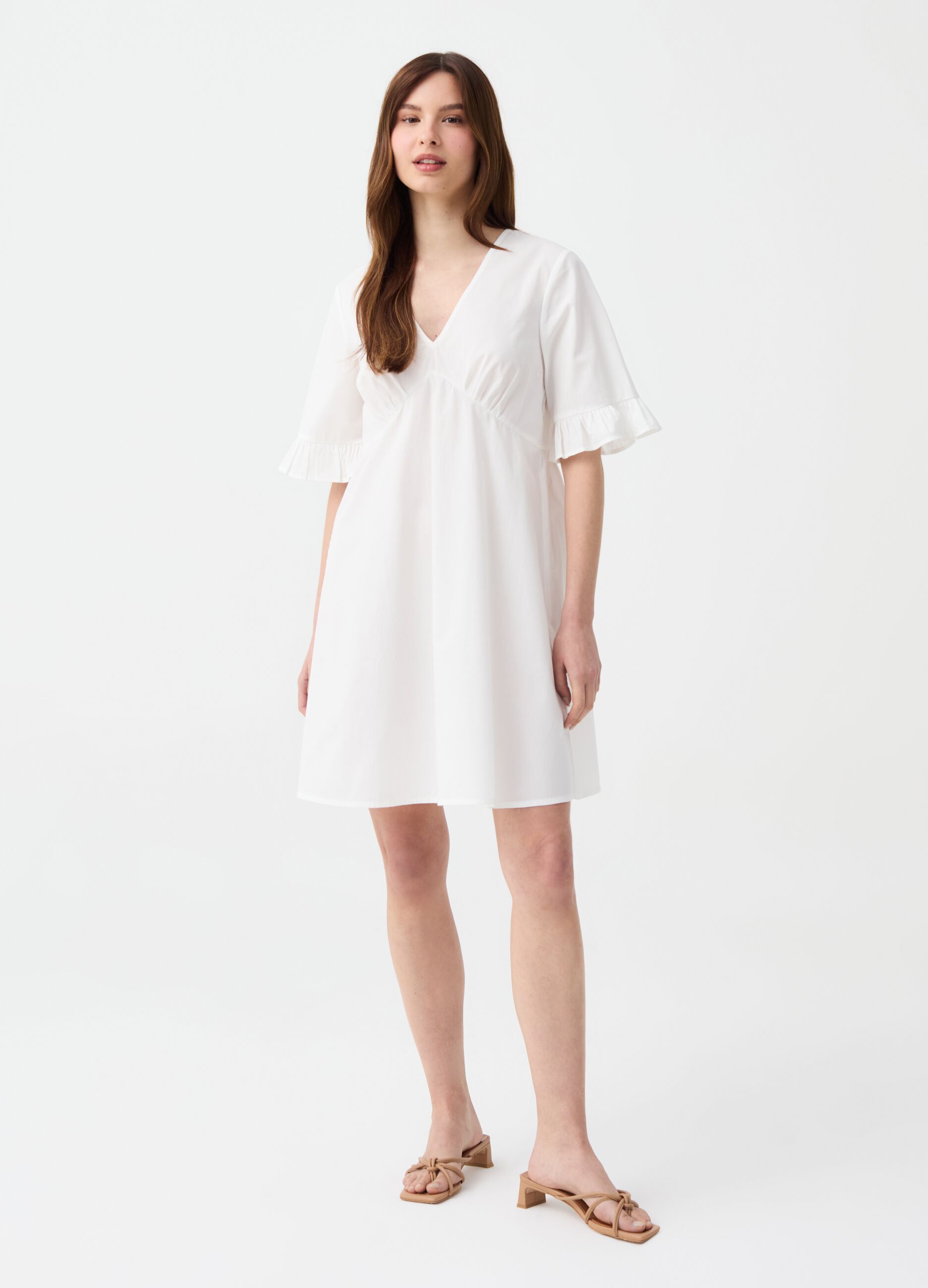 Vestito corto maniche con volant