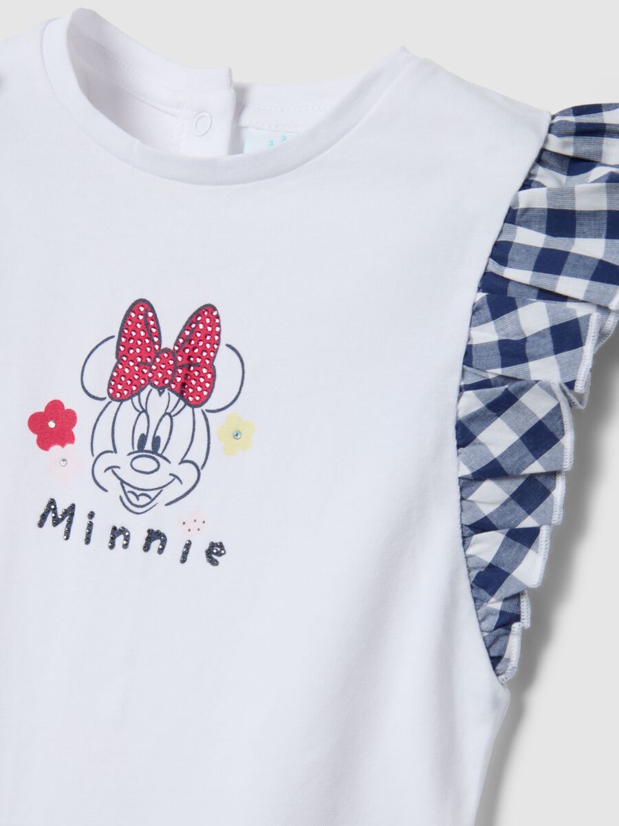 Set in cotone elasticizzato a quadri multicolor da bimba con Minnie_2