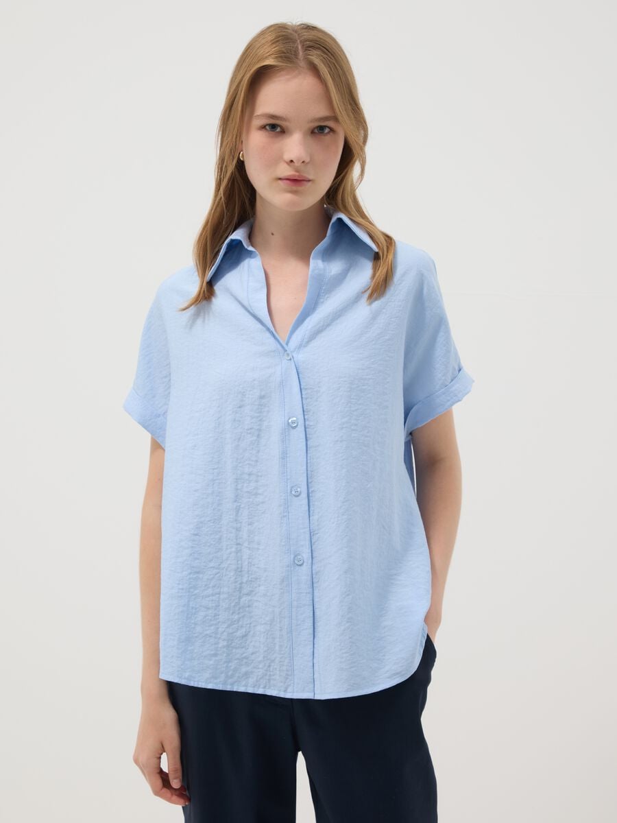Camicia azzurra in misto viscosa_1