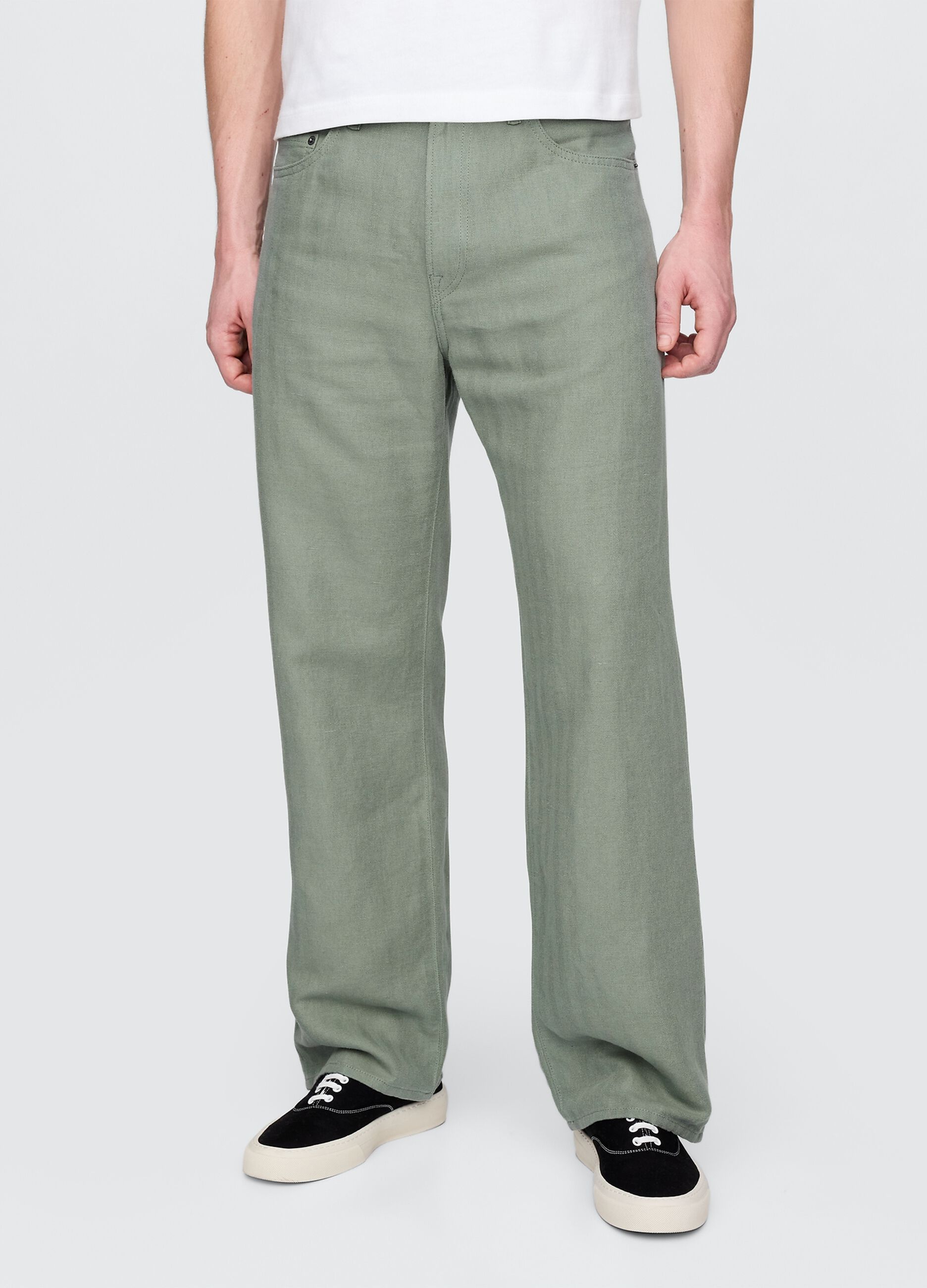 Light Green Mixed Fabric Trousers