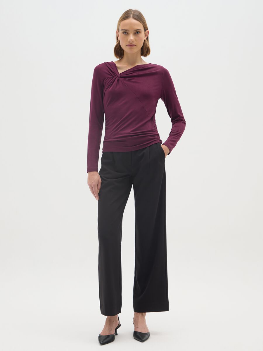 Elasticated Long Sleeve Purple Top_1