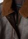 Brown genuine leather jacket with corduroy collar, regular fit_1