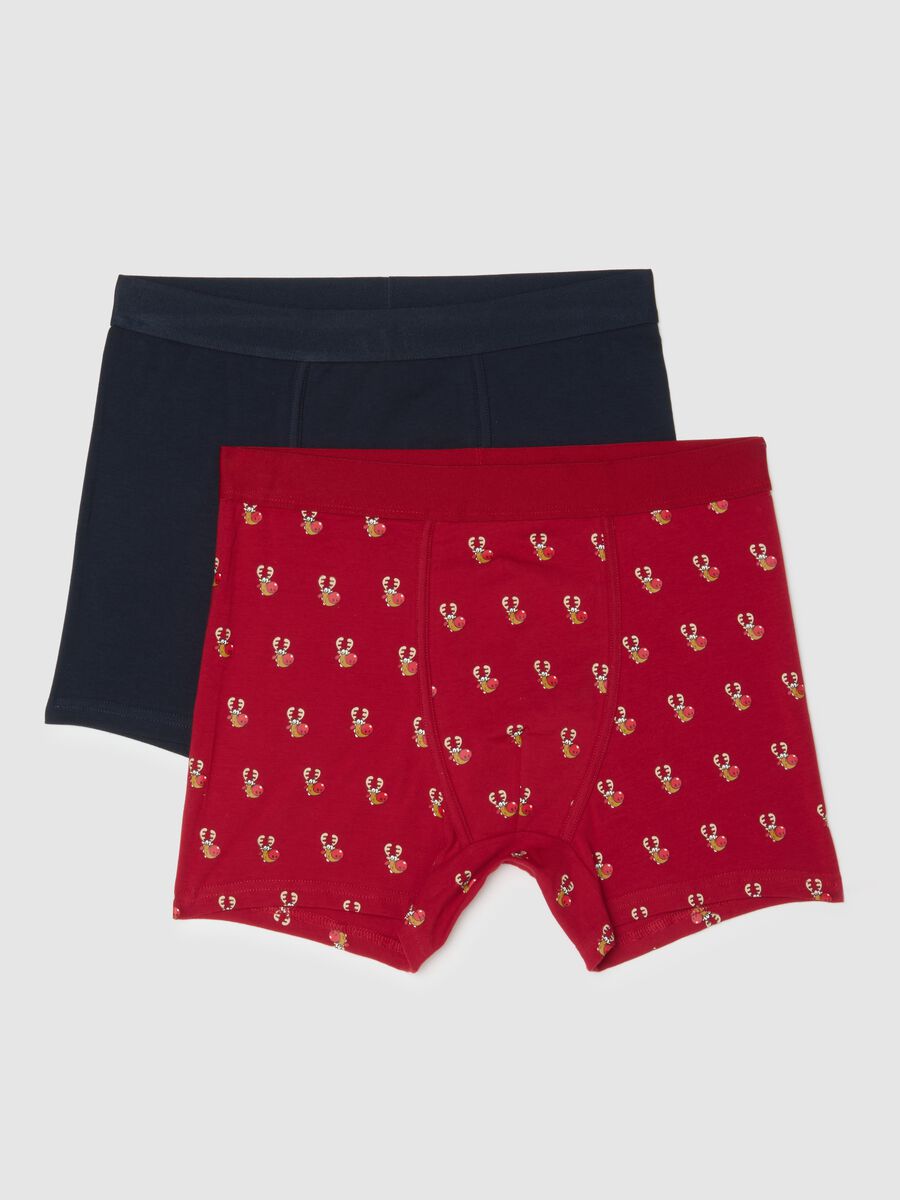 Red Stretch Cotton Christmas Boxers Regular Fit_4
