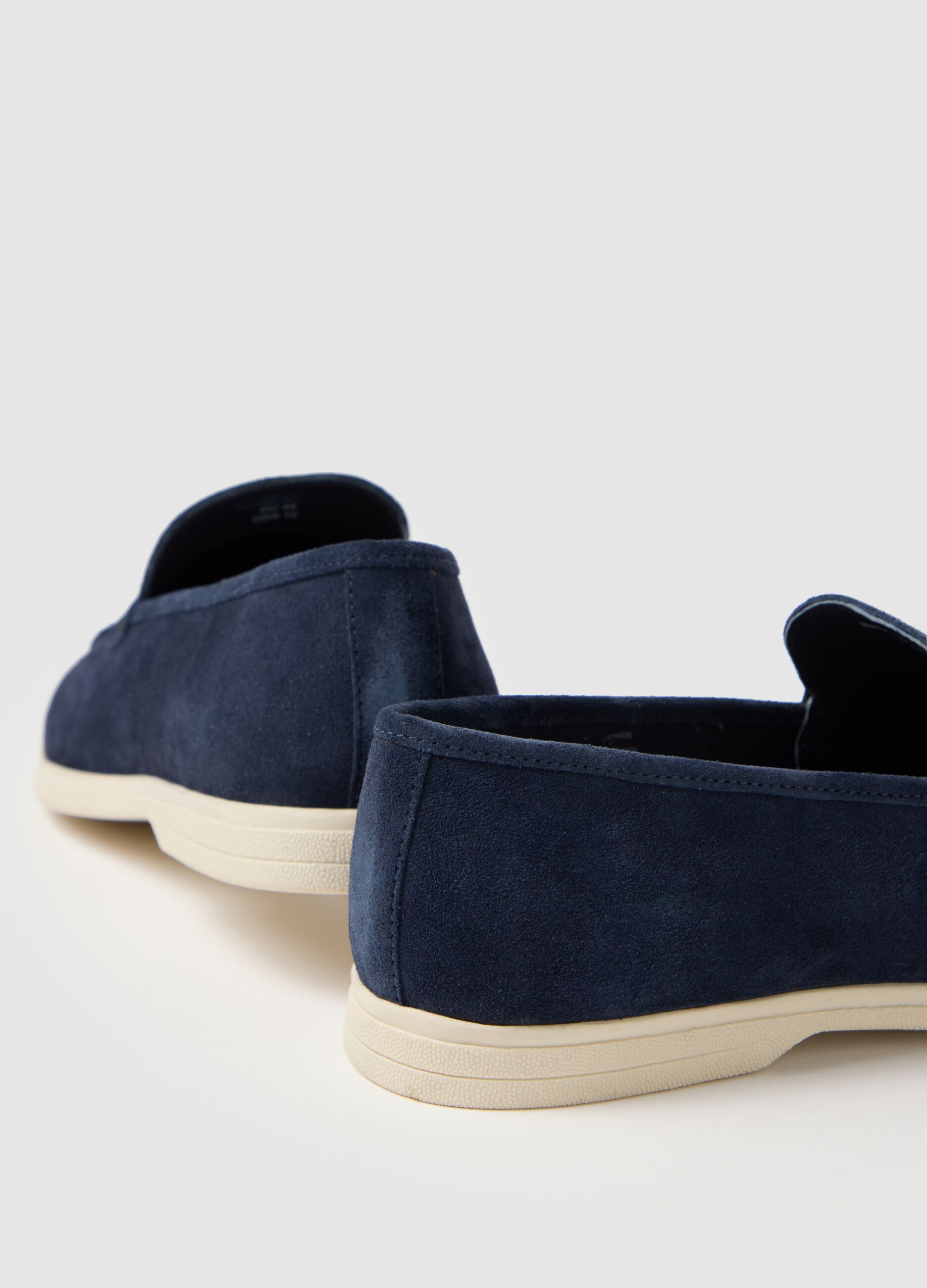 Blue Genuine Leather Moccasins Piombo