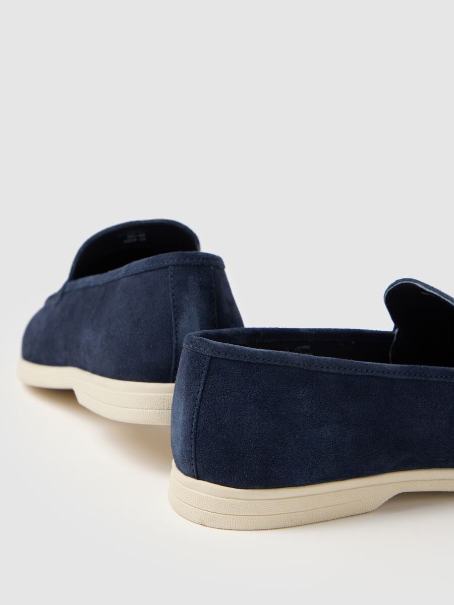 Blue Genuine Leather Moccasins Piombo_2