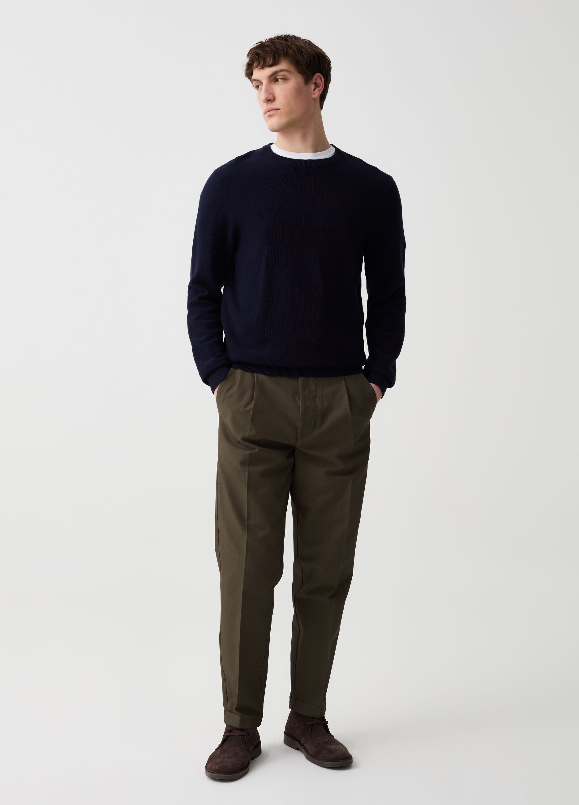Ovs Pantalone chino con pinces e risvolti