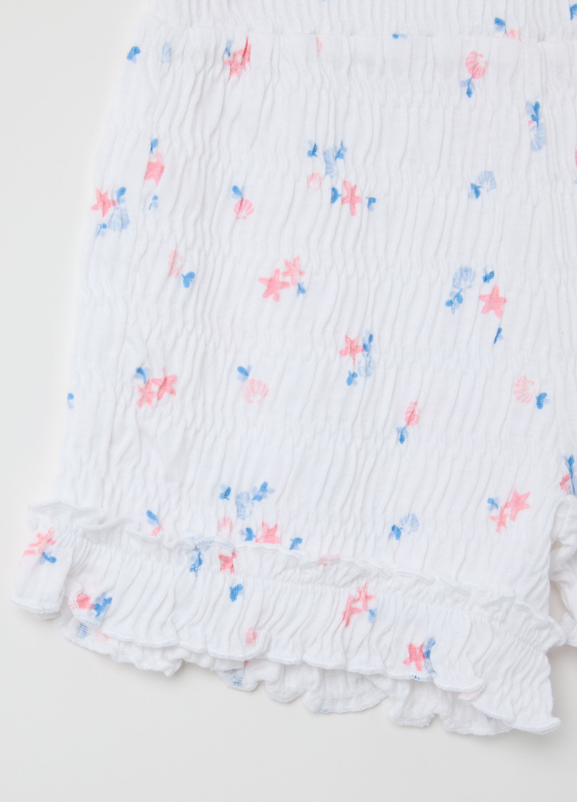 Girls’ shorts in white cotton blend with regular fit