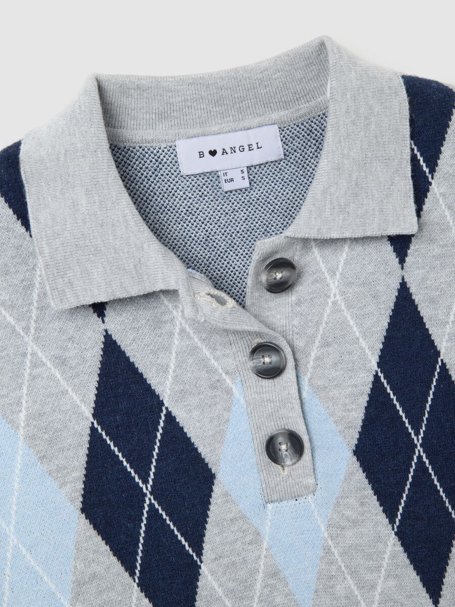 Grey and blue checkered regular fit sweater_5