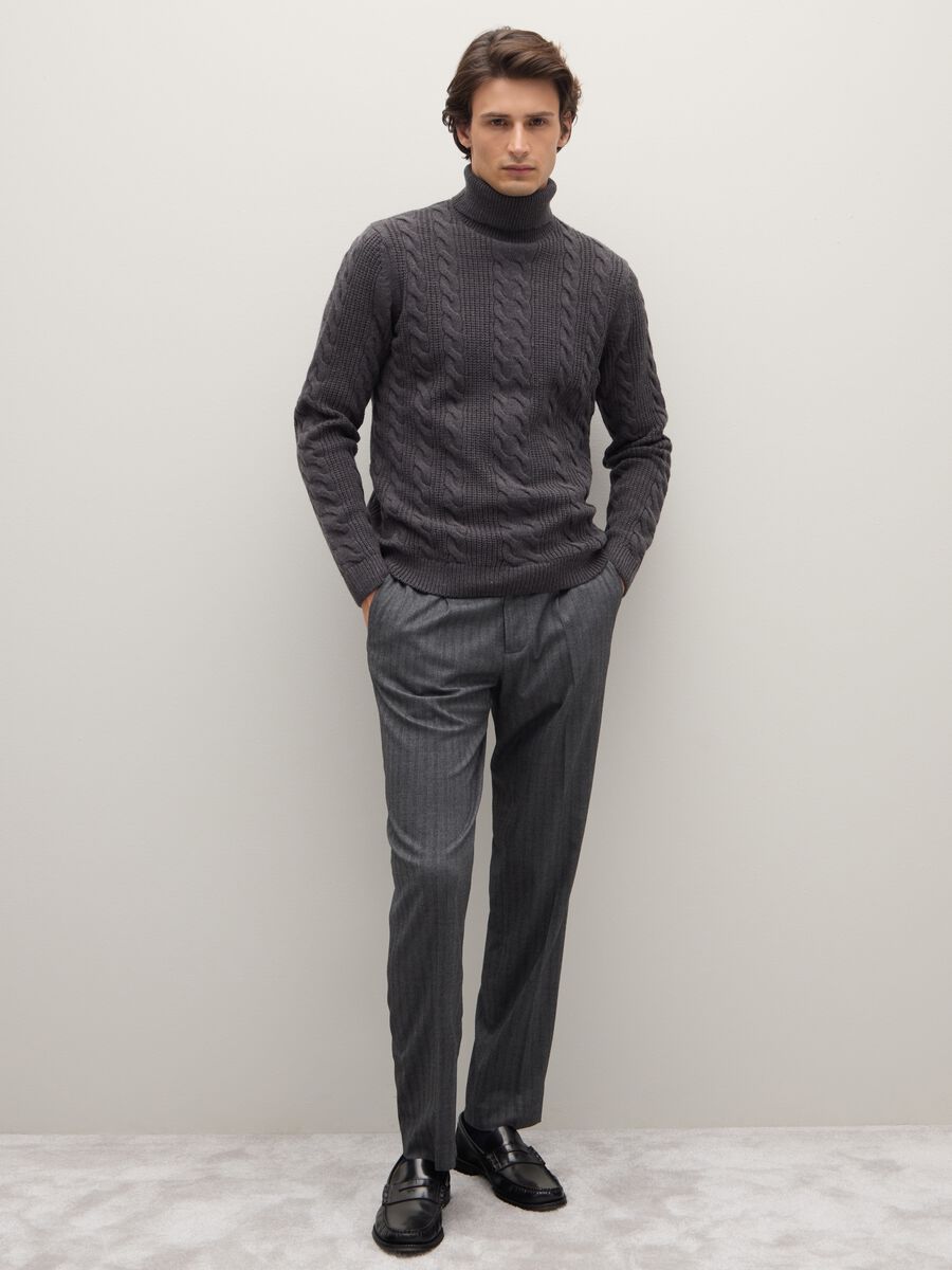 Grey turtleneck jumper regular fit with jacquard pattern_2