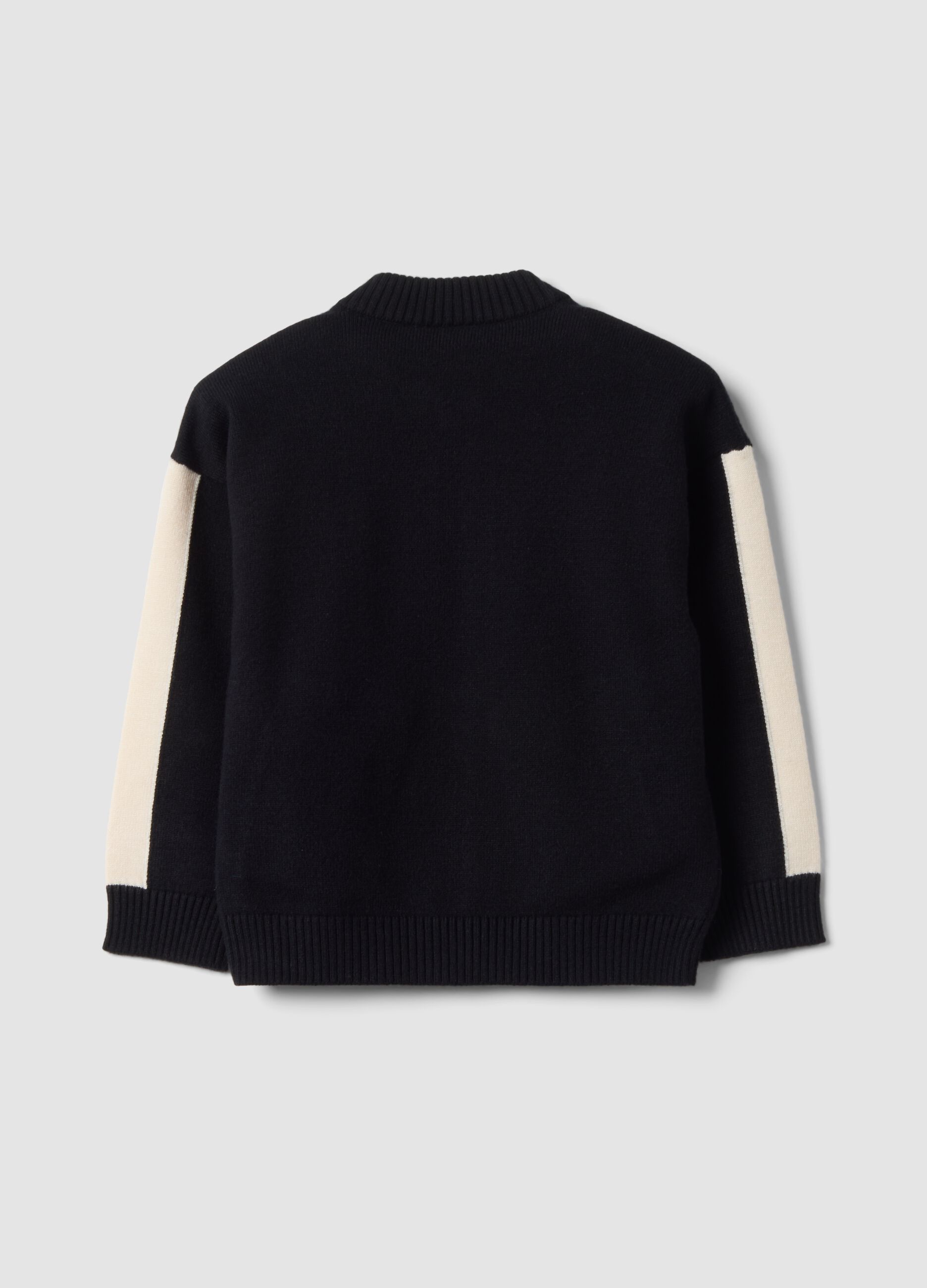 Cardigan nero in misto viscosa con zip e macchinina
