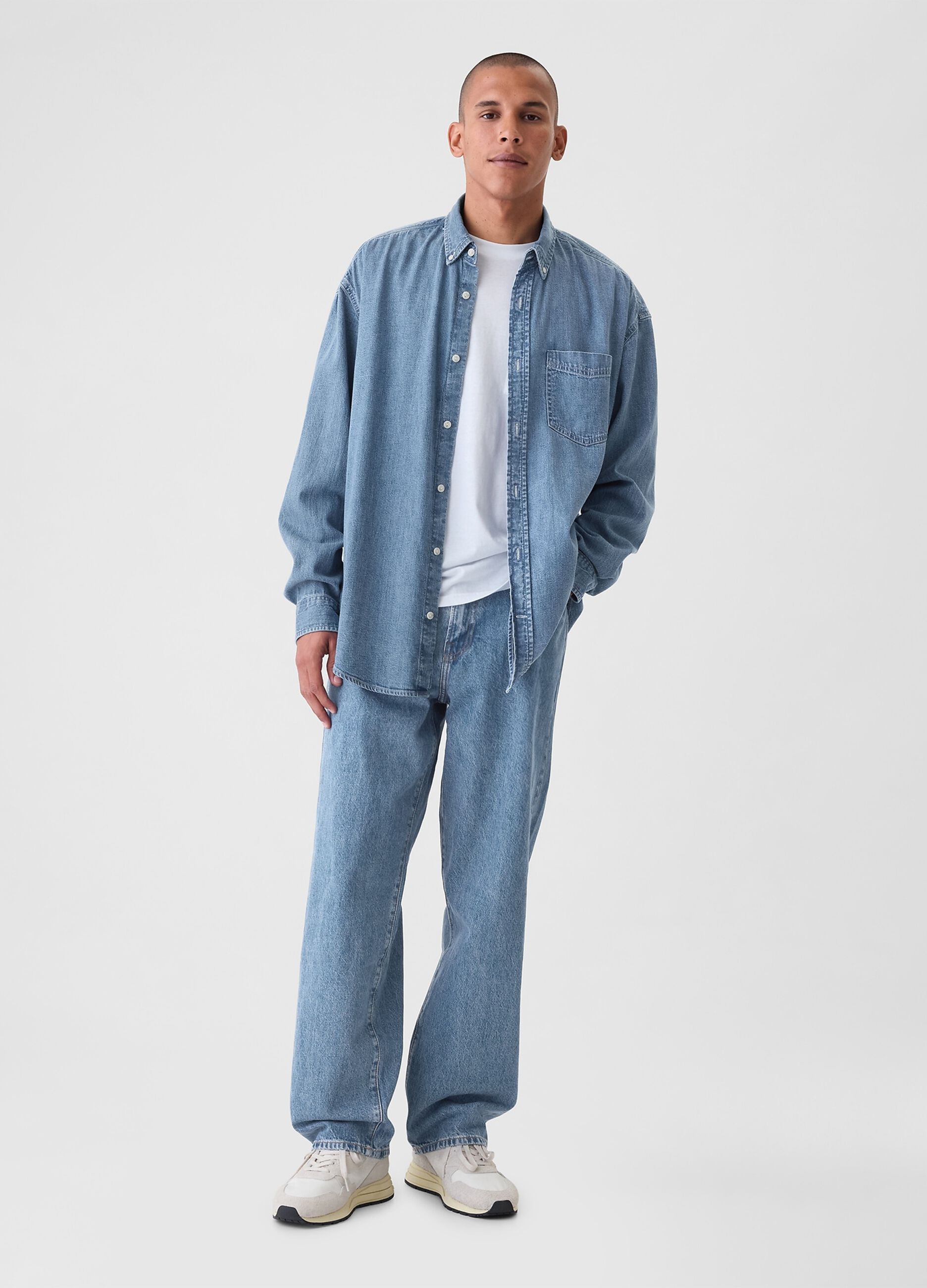 Button-down shirt in denim
