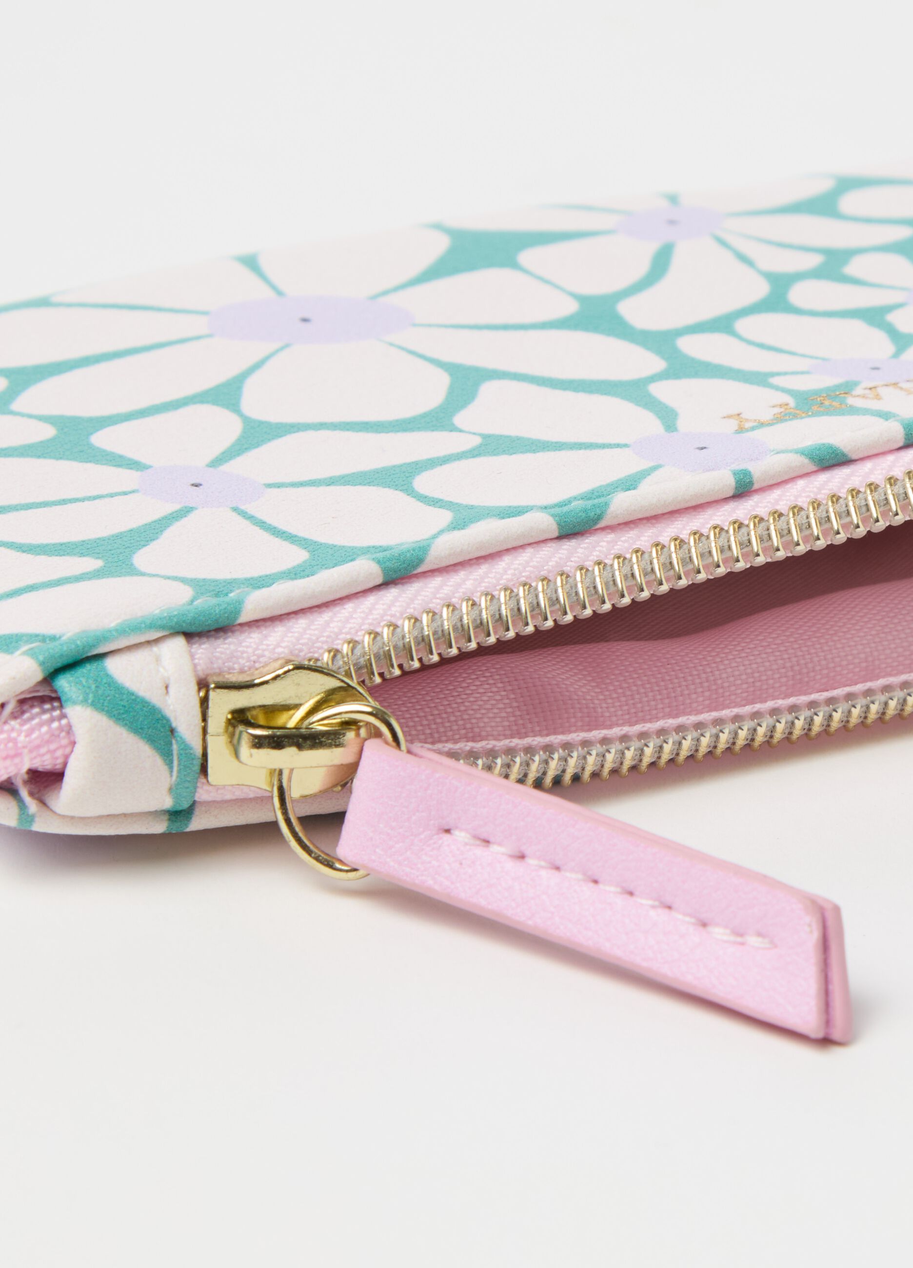Beauty bag with print and zip