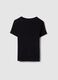Fitted black cotton blend T-shirt for girls with phrase_4