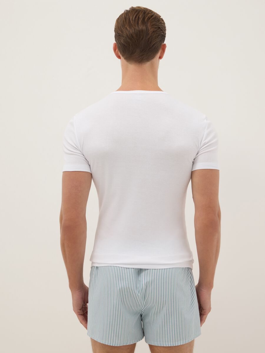 Twin Pack Pure Cotton White Regular Fit Deep V-neck T-shirts_2