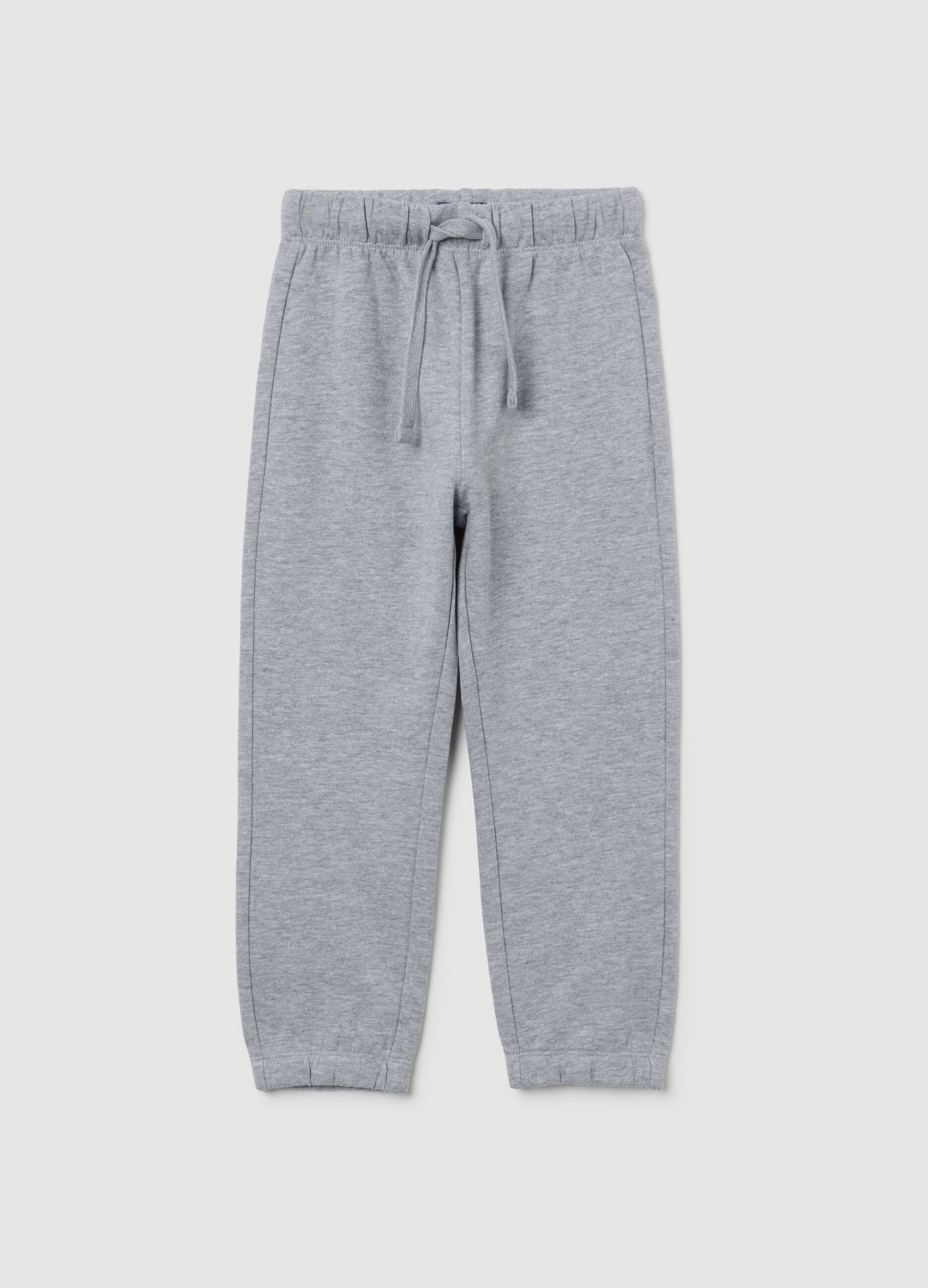Children's grey pure cotton regular fit trousers