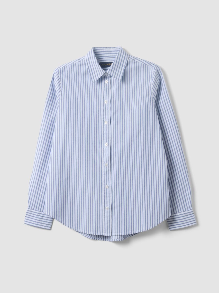 Camicia oxford azzurra a righe bianche in puro cotone comfort fit_4