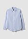 Light blue Oxford shirt with white stripes in pure cotton, comfort fit_4
