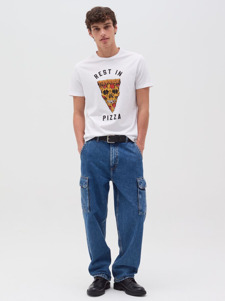 T-shirt in cotone con stampa pizza_1