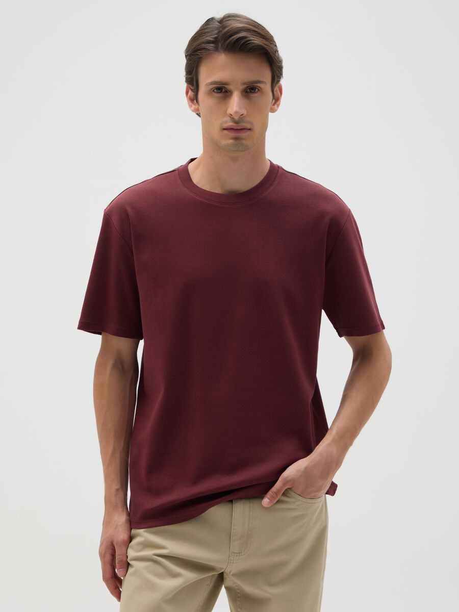Pure Cotton Red T-shirt Relaxed Fit_0