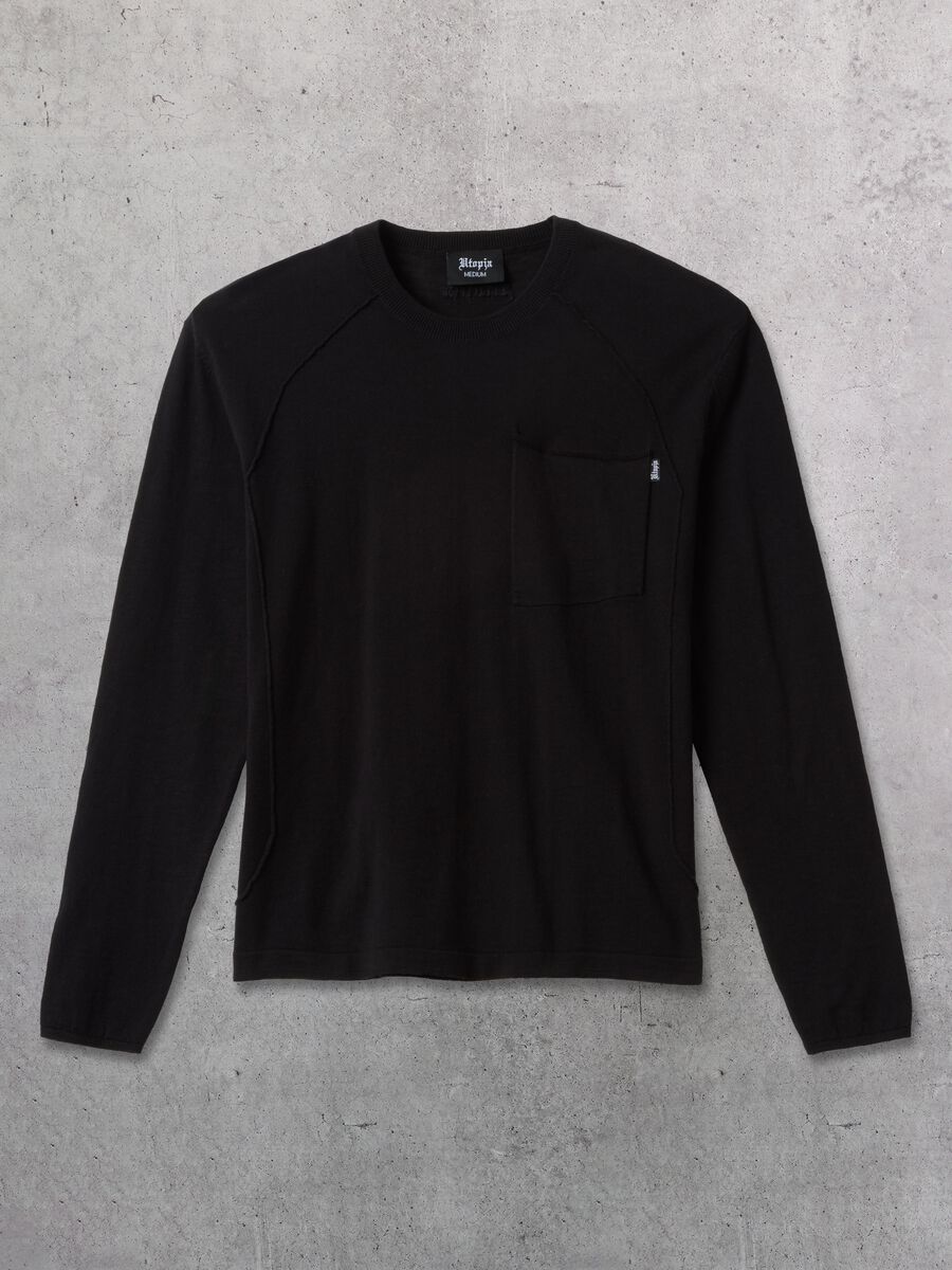 Black Knit Long-Sleeve T-Shirt_5