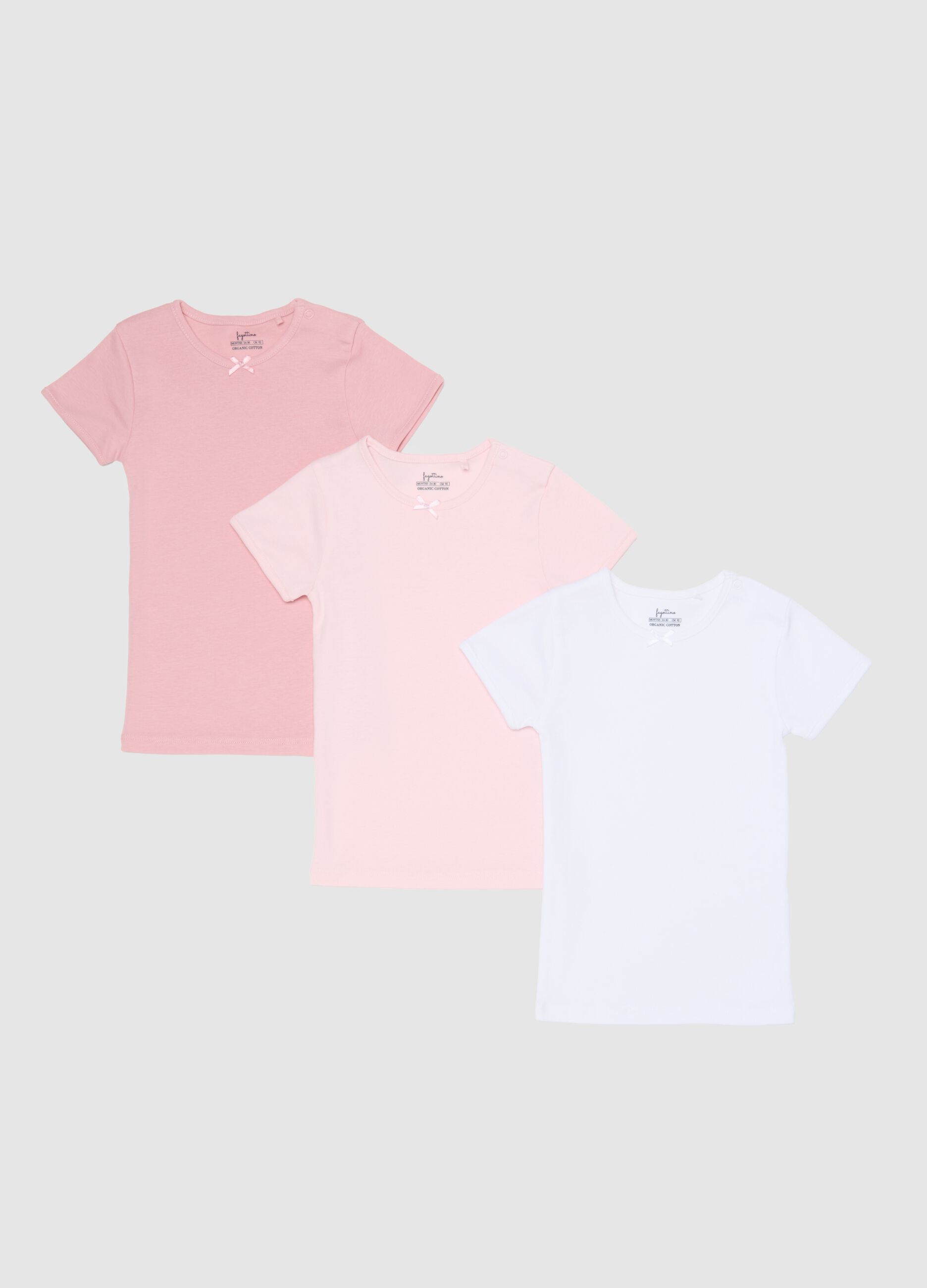 Multicolour baby girl t-shirt tripack in pure cotton