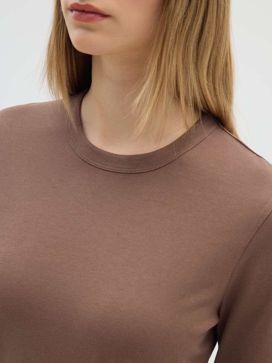 Regular fit brown pure cotton sweater_3