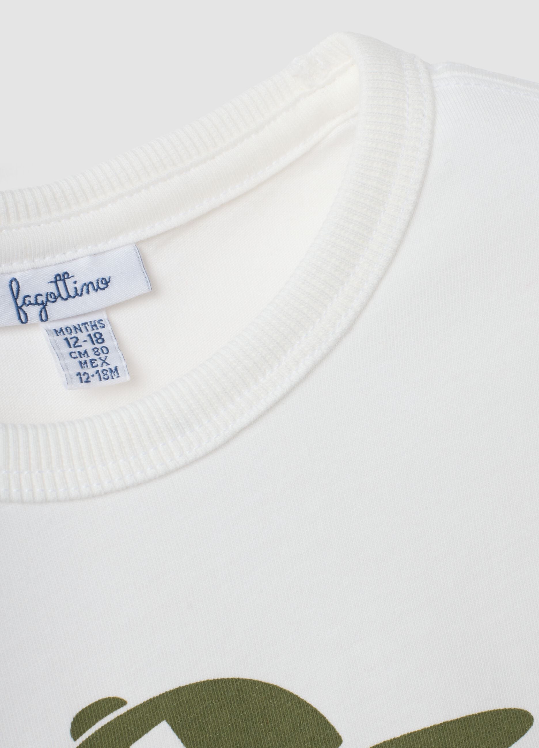 White organic cotton T-shirt with puppy print for boys