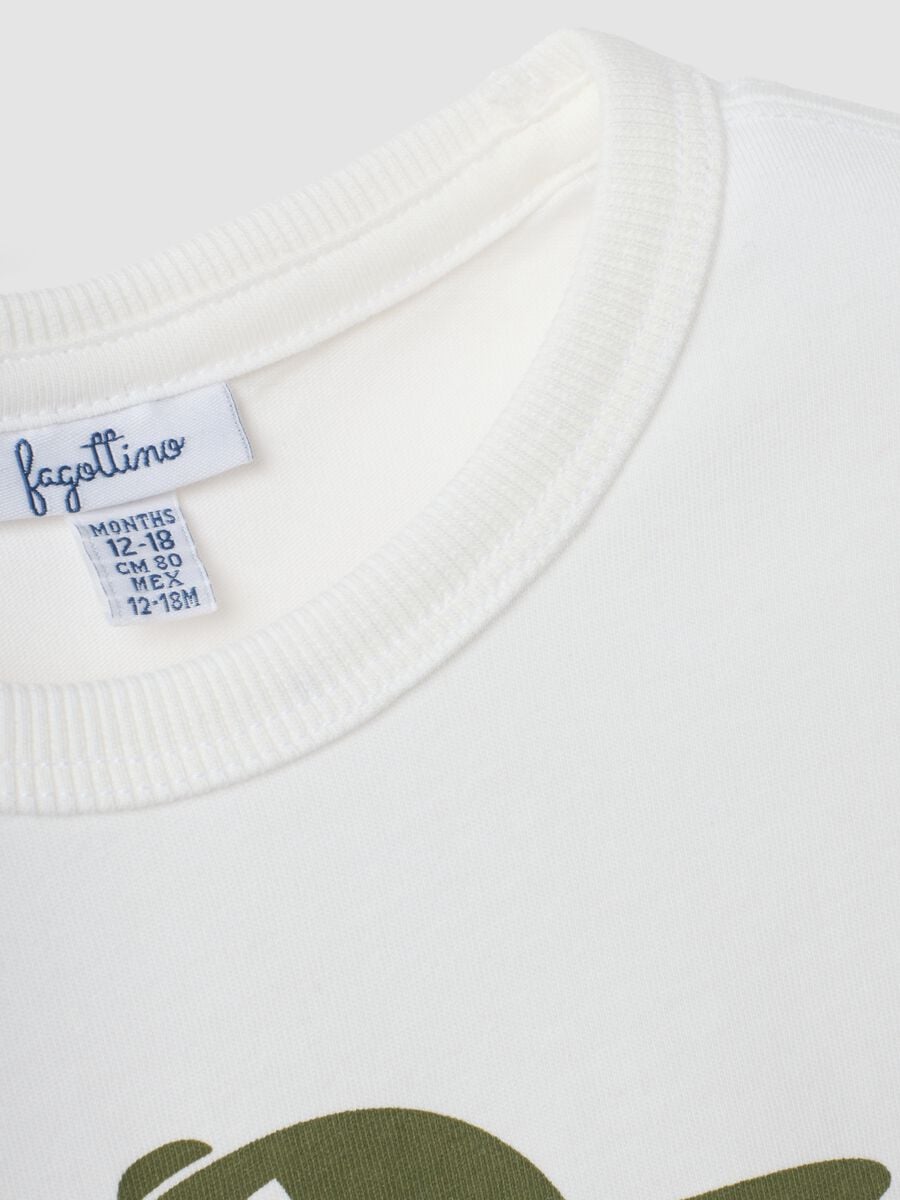 T-shirt bianca in puro cotone organico con stampa cagnolino per bimbo_3