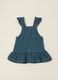Blue denim pure cotton baby girl dungaree dress_2