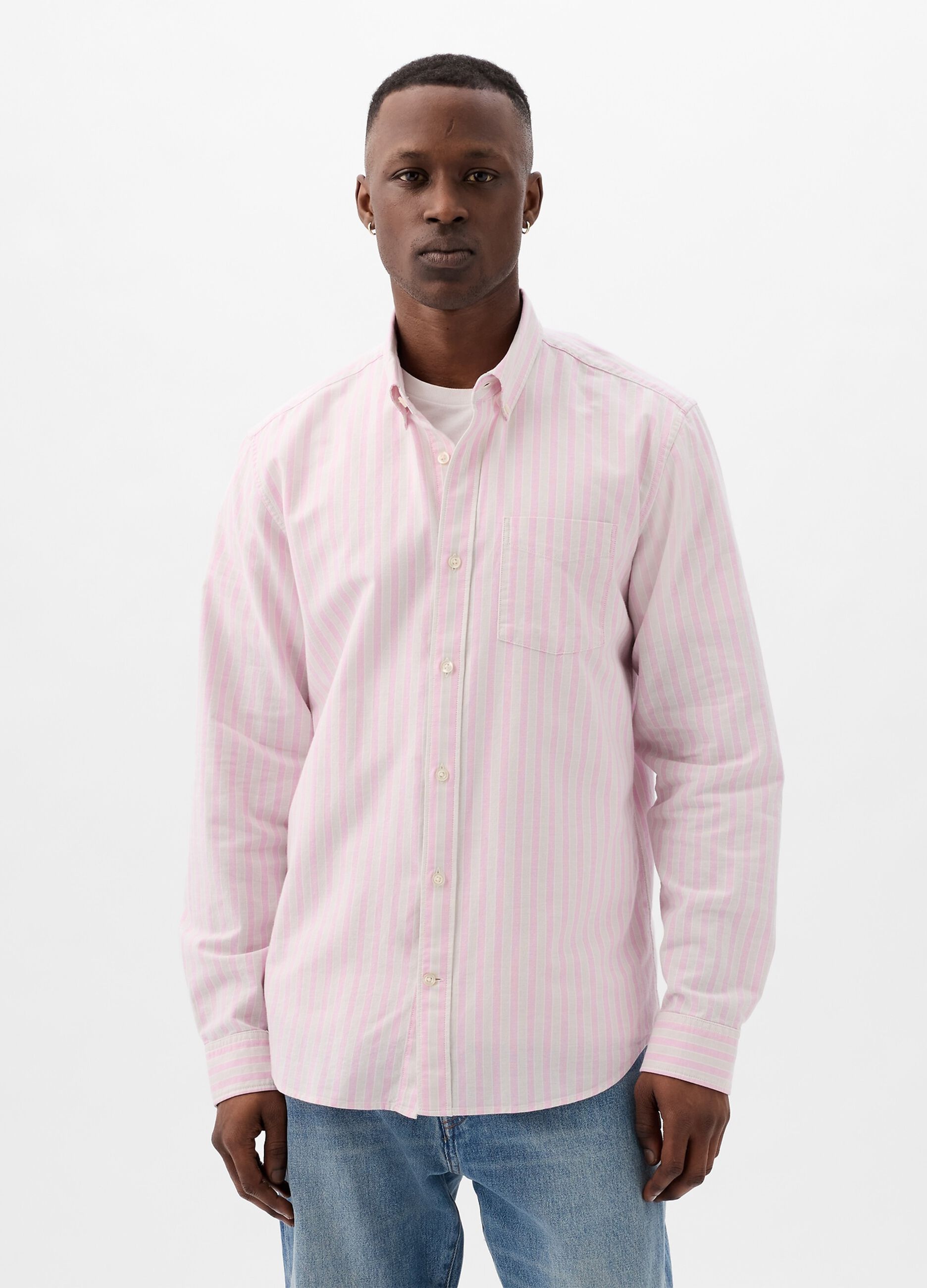 Regular-fit shirt in striped Oxford cotton