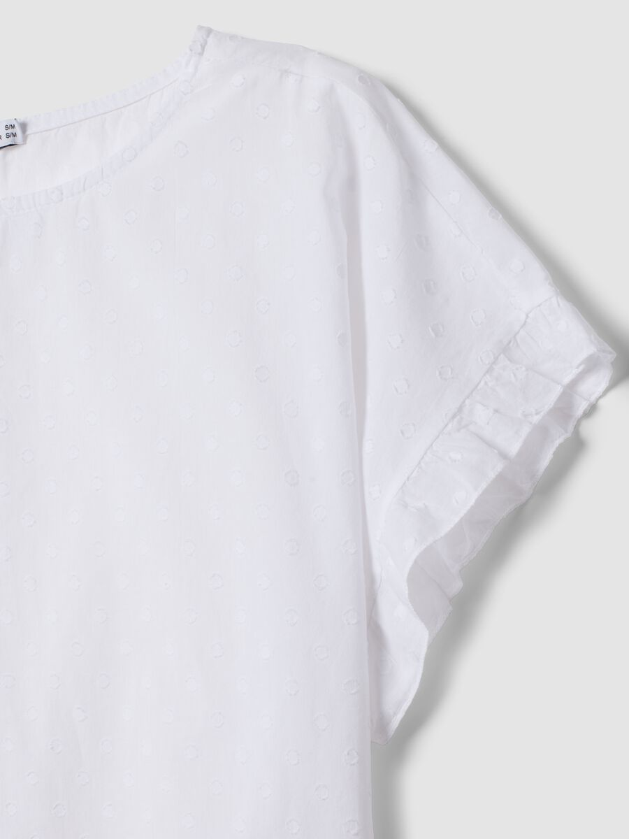 Blusa bianca in puro cotone con volant_1