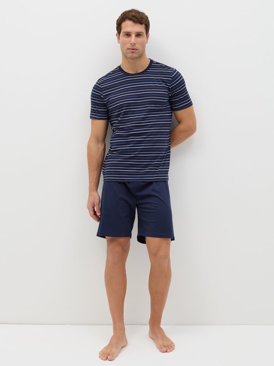 Short cotton pyjamas with striped pattern_0