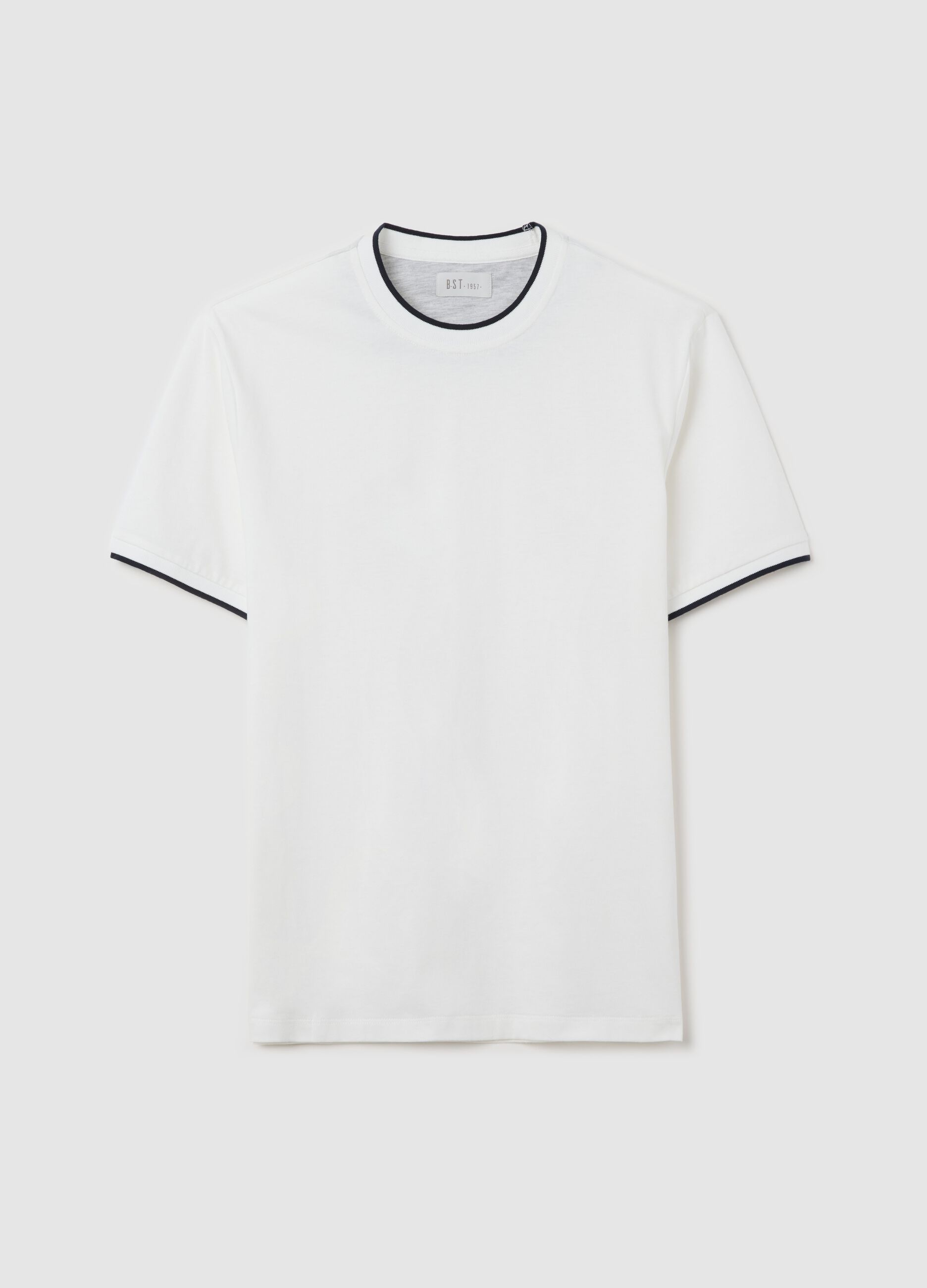 White fitted T-shirt in cotton