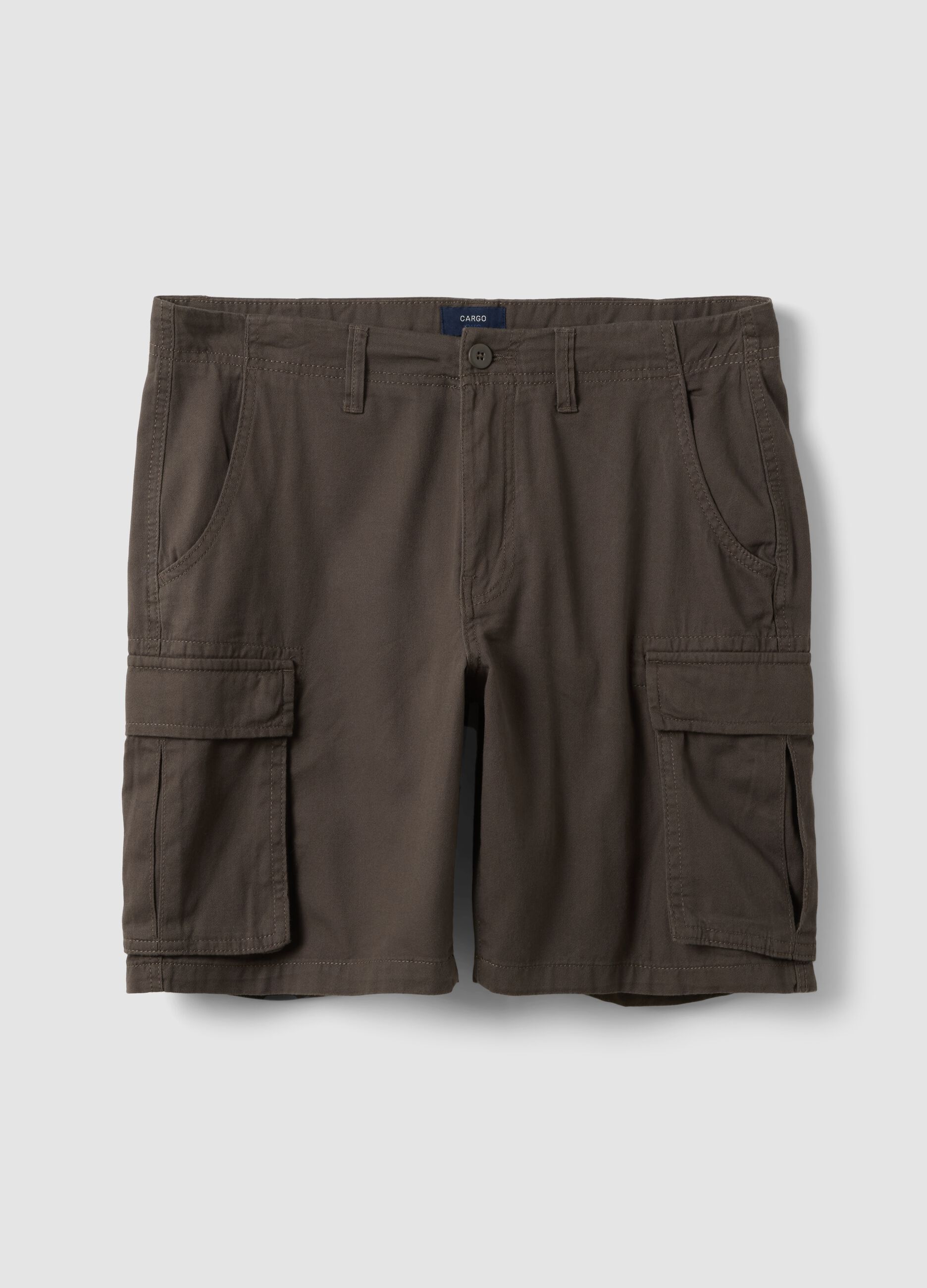 Brown pure cotton regular-fit cargo Bermuda shorts