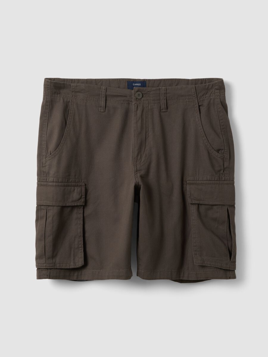 Bermuda cargo marroni in puro cotone regular fit_4