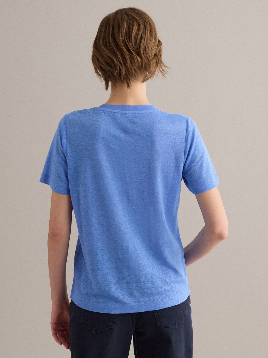 Light blue pure linen regular-fit short-sleeve T-shirt_3