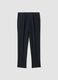 Pantaloni formali blu in twill di viscosa elasticizzata slim fit_4