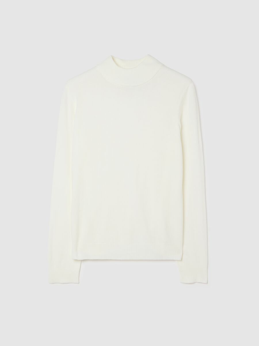White Acrylic High Neck Jumper_4