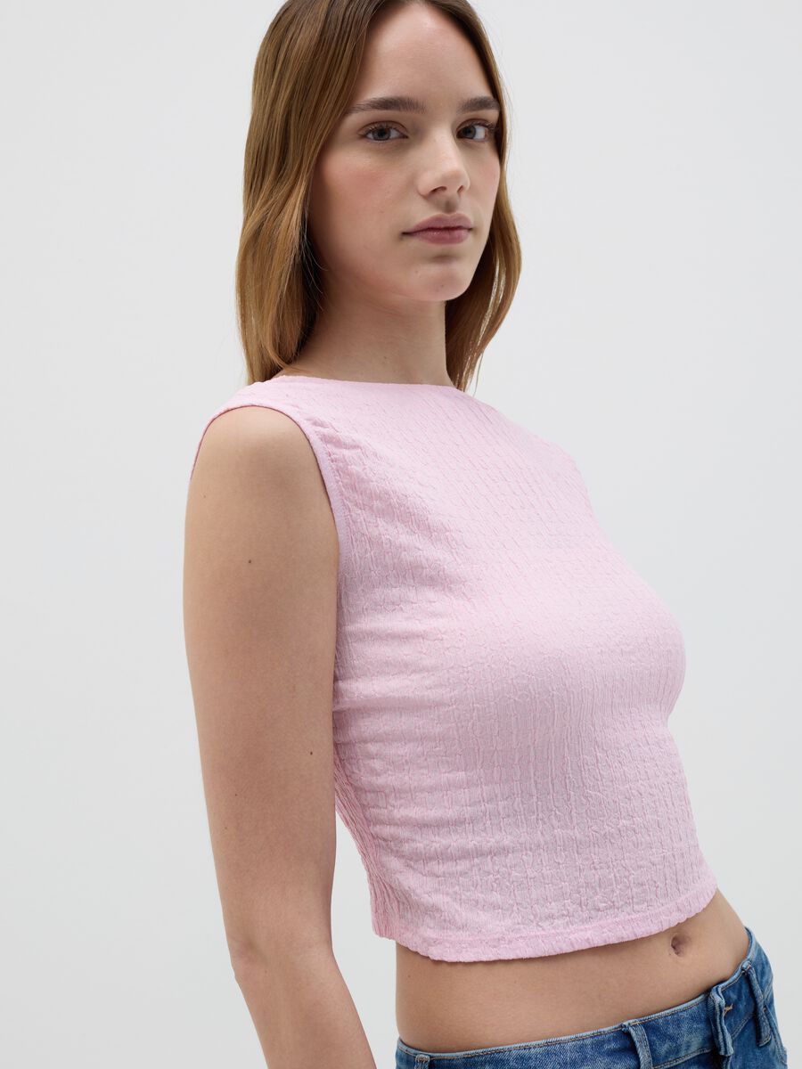 Crinkle-effect cropped tank top_1