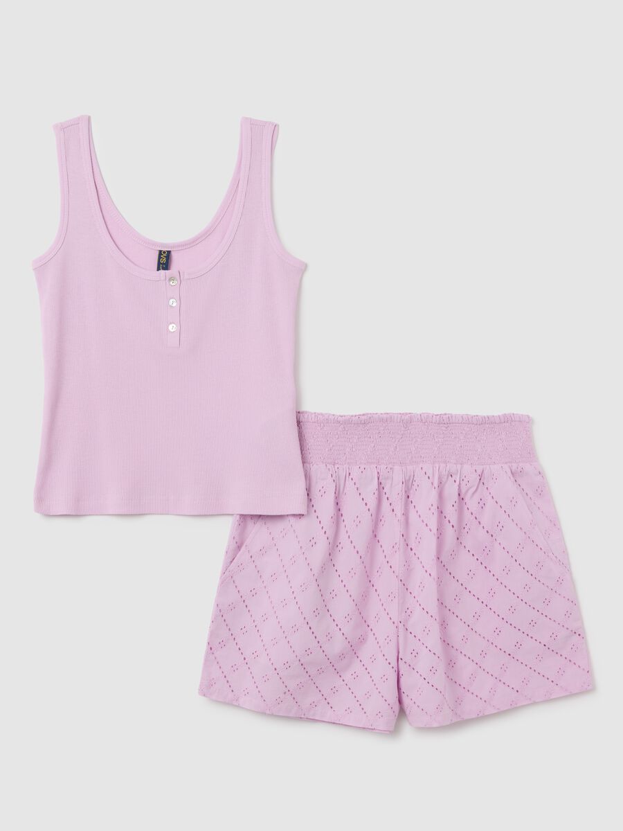 Completo pigiama estivo da donna in puro cotone rosa regular fit_4