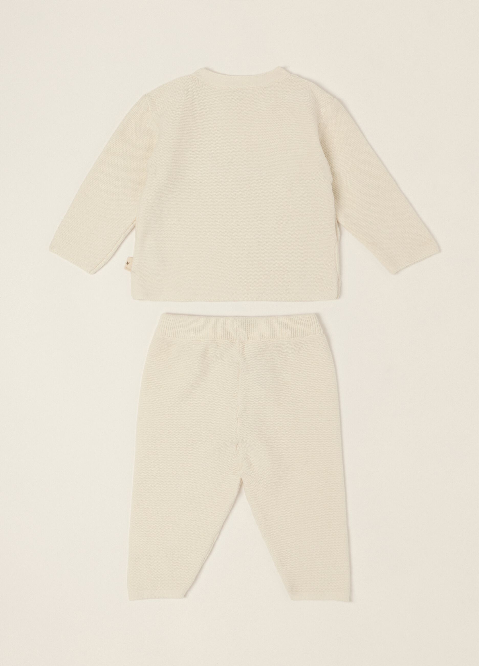 Beige pure cotton baby set with side fastening