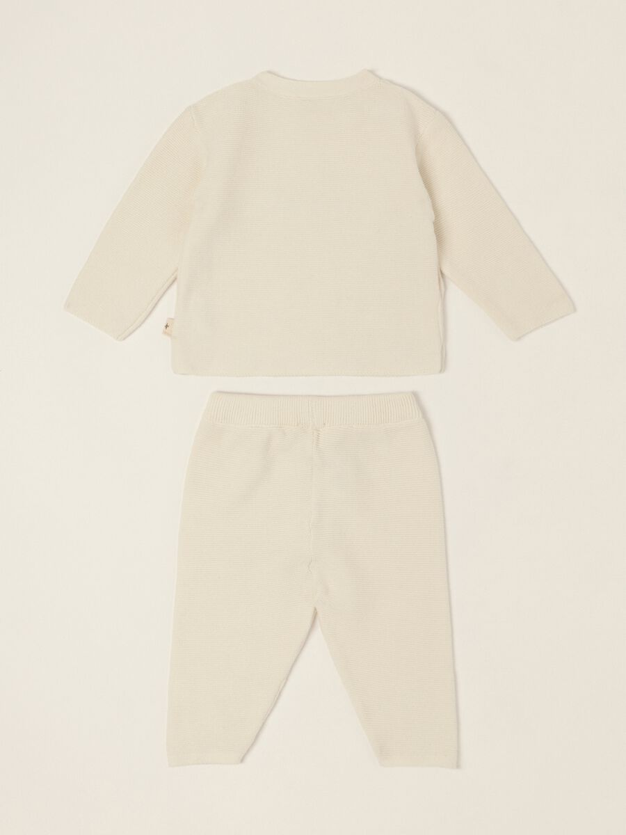 Beige pure cotton baby set with side fastening_3