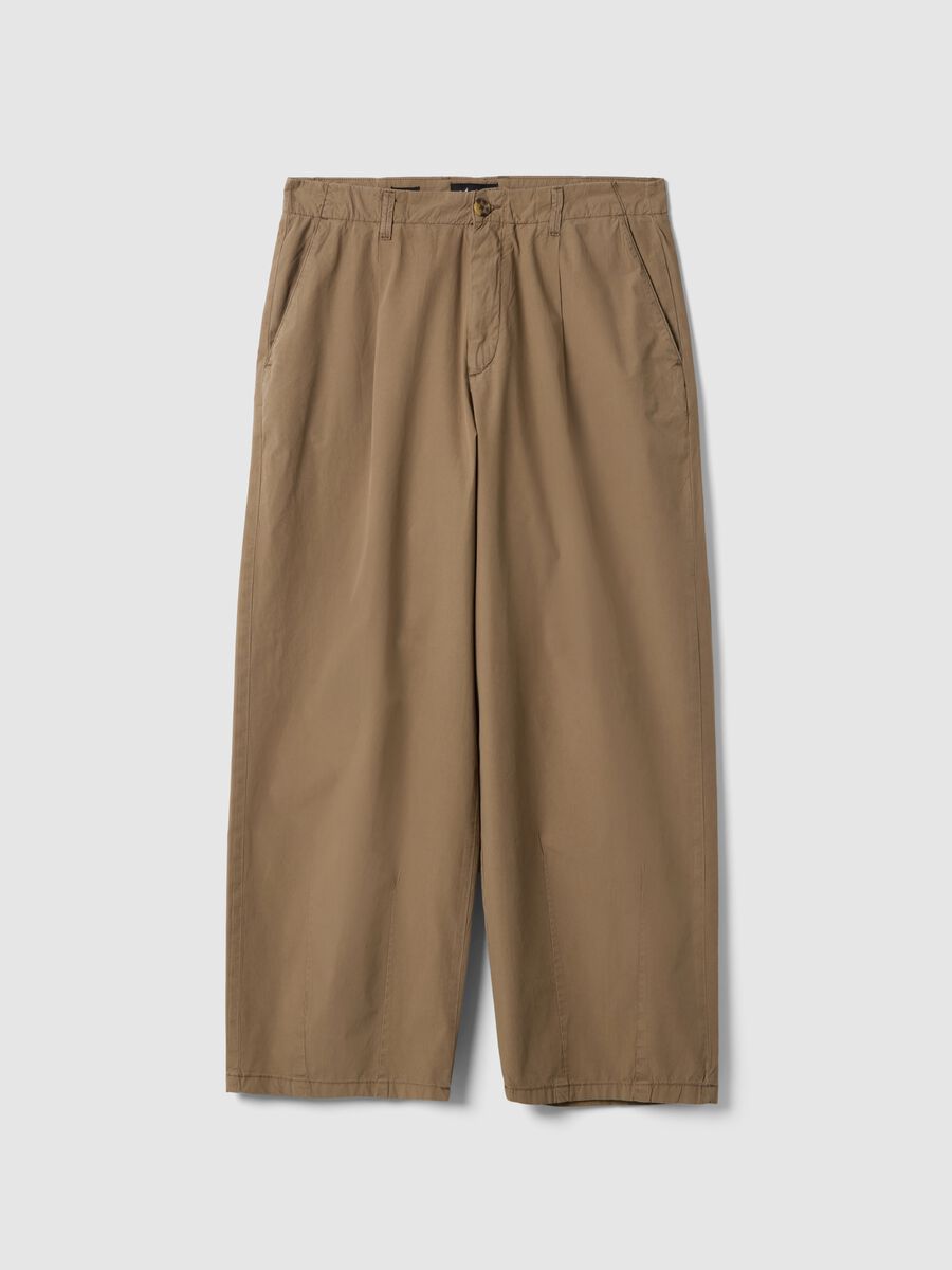 Baggy chino trousers in pure beige cotton_4