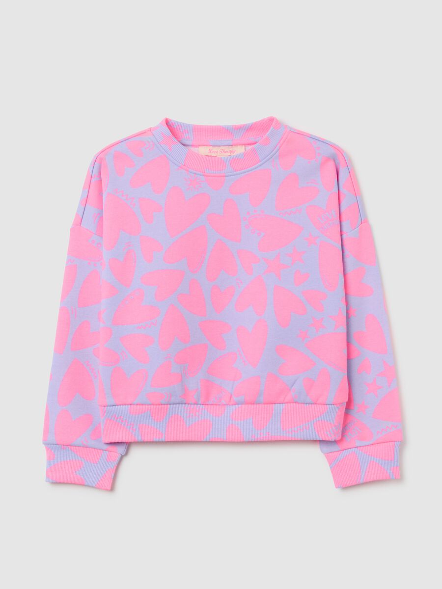 Felpa da bambina in misto cotone multicolor regular fit girocollo_0