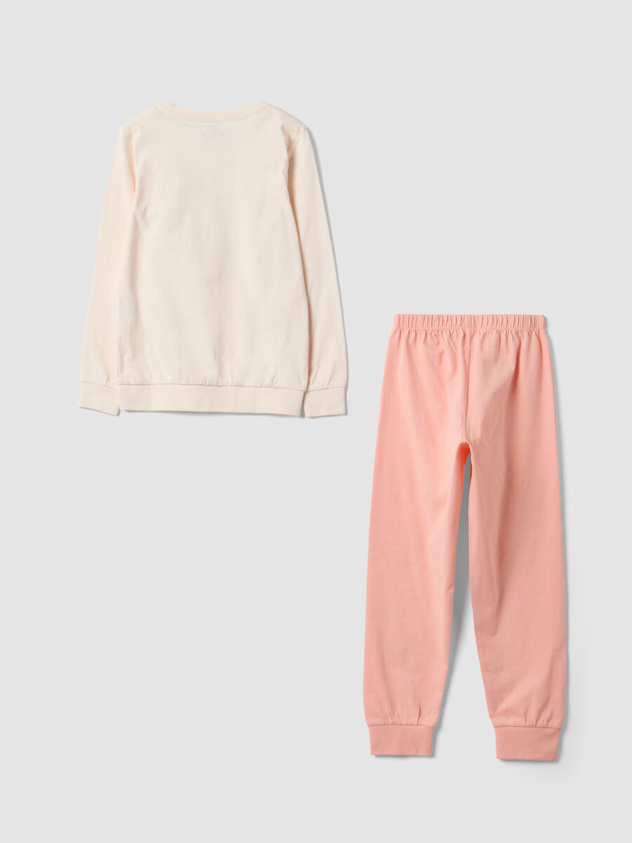 Pigiama rosa in puro cotone organico con stampa coniglietto per bambina_1