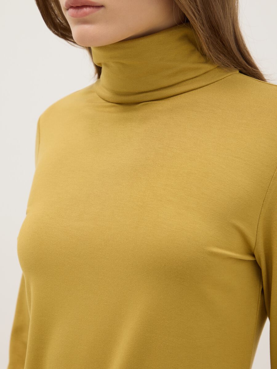 Yellow crew neck long-sleeve regular fit jumper_3
