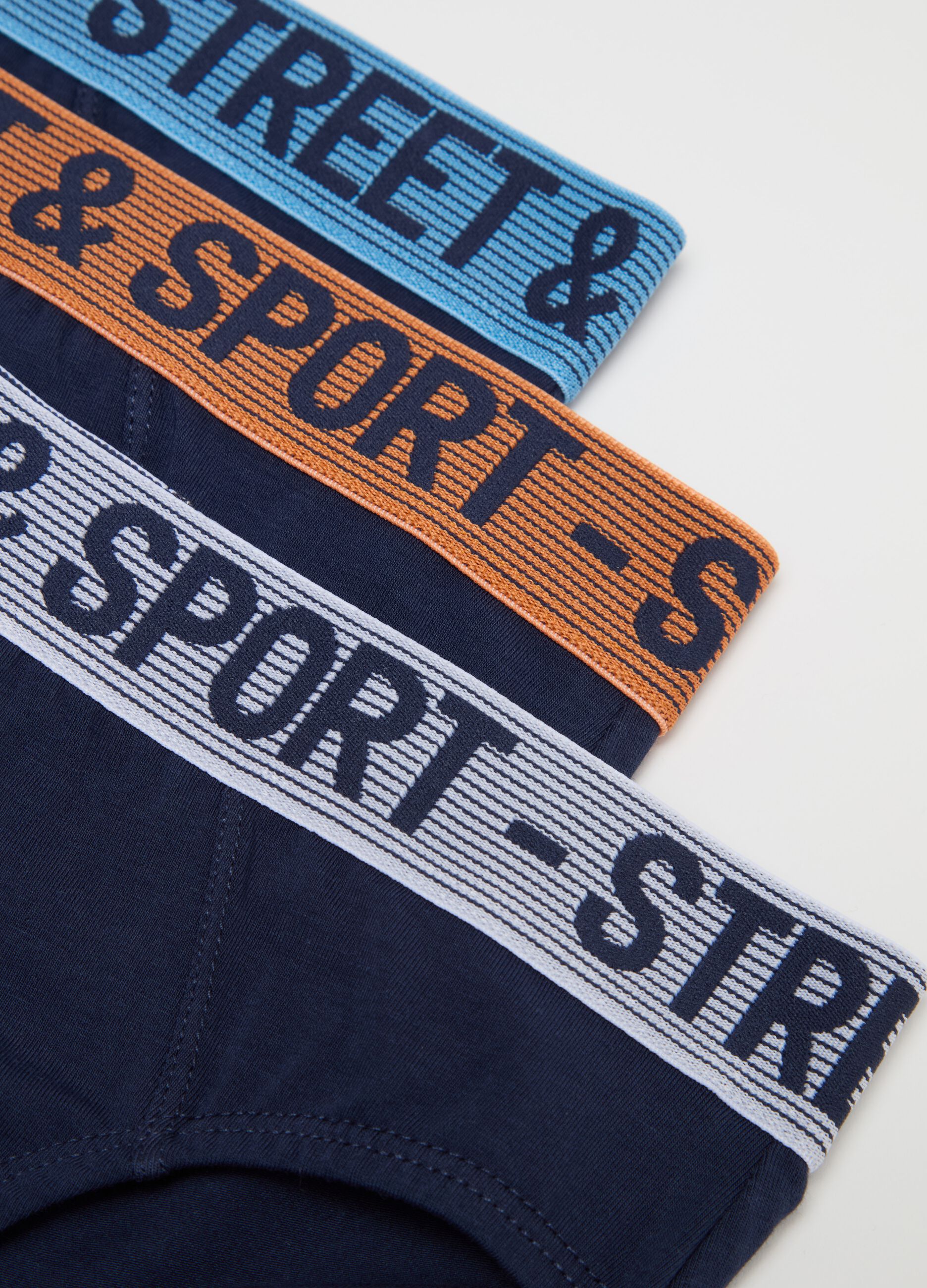 Tripack slip in cotone stretch con scritta 