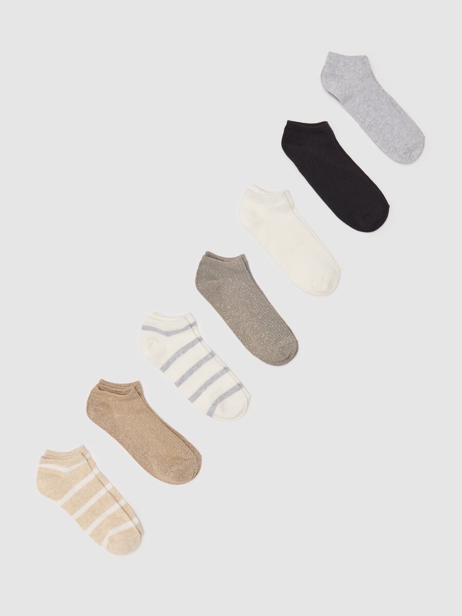 Multi-pack seven shoe liners with striped design and lurex_0