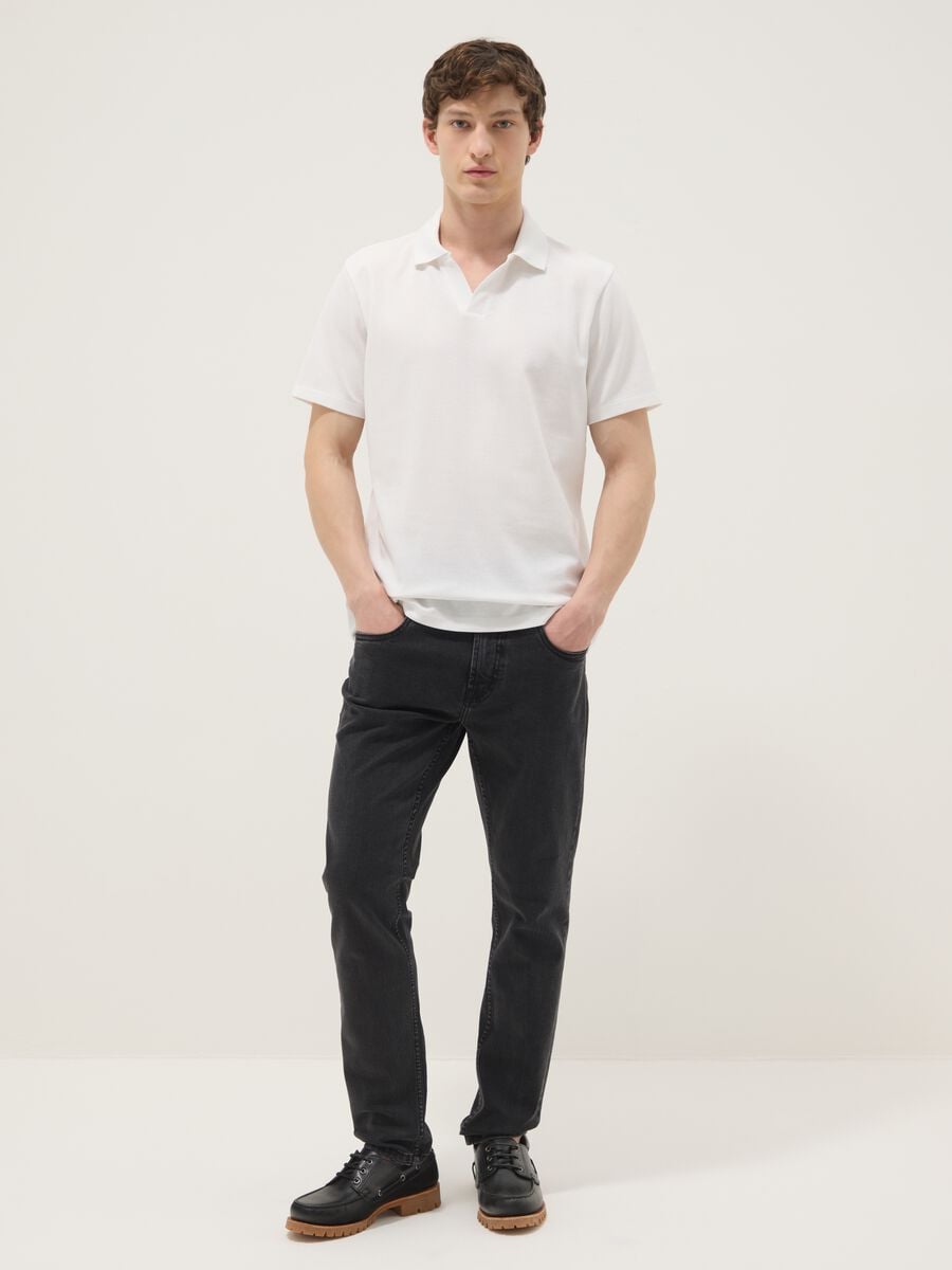 White stretch cotton polo shirt_1