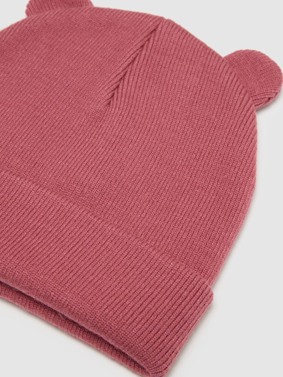 Cappello da bambina rosso con orecchie_1